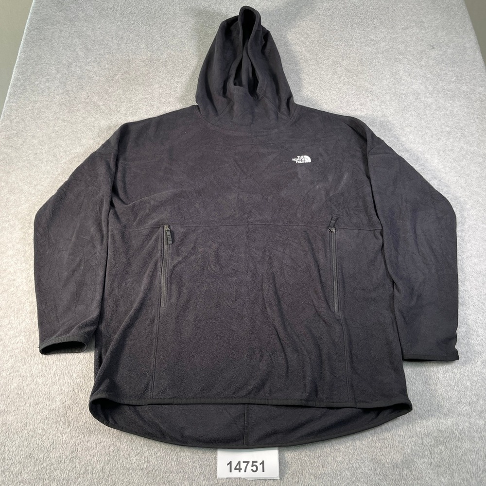 The North Face Hoodie Womens XL Black Fleece Zipper Pockets Long Sleeve Pullover